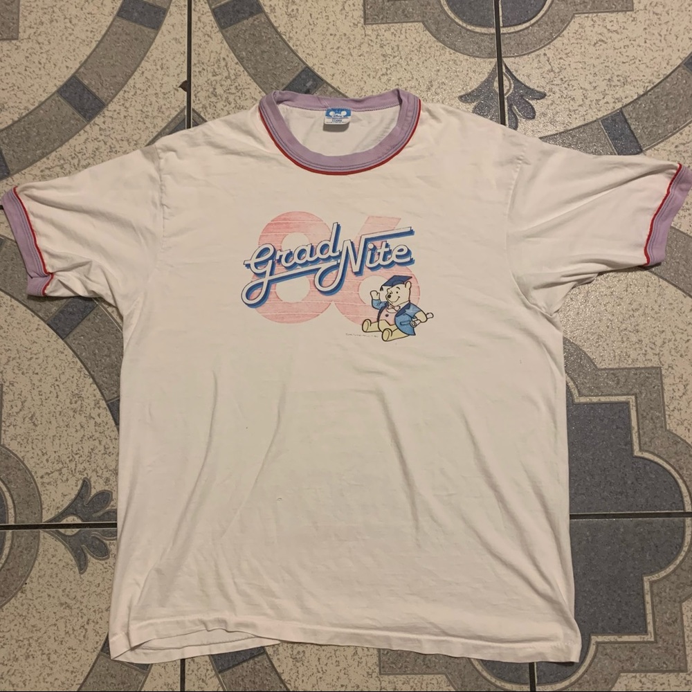Vintage ‘86 Winnie The Pooh Grad Night Ringer Tee - Picture 1 of 9